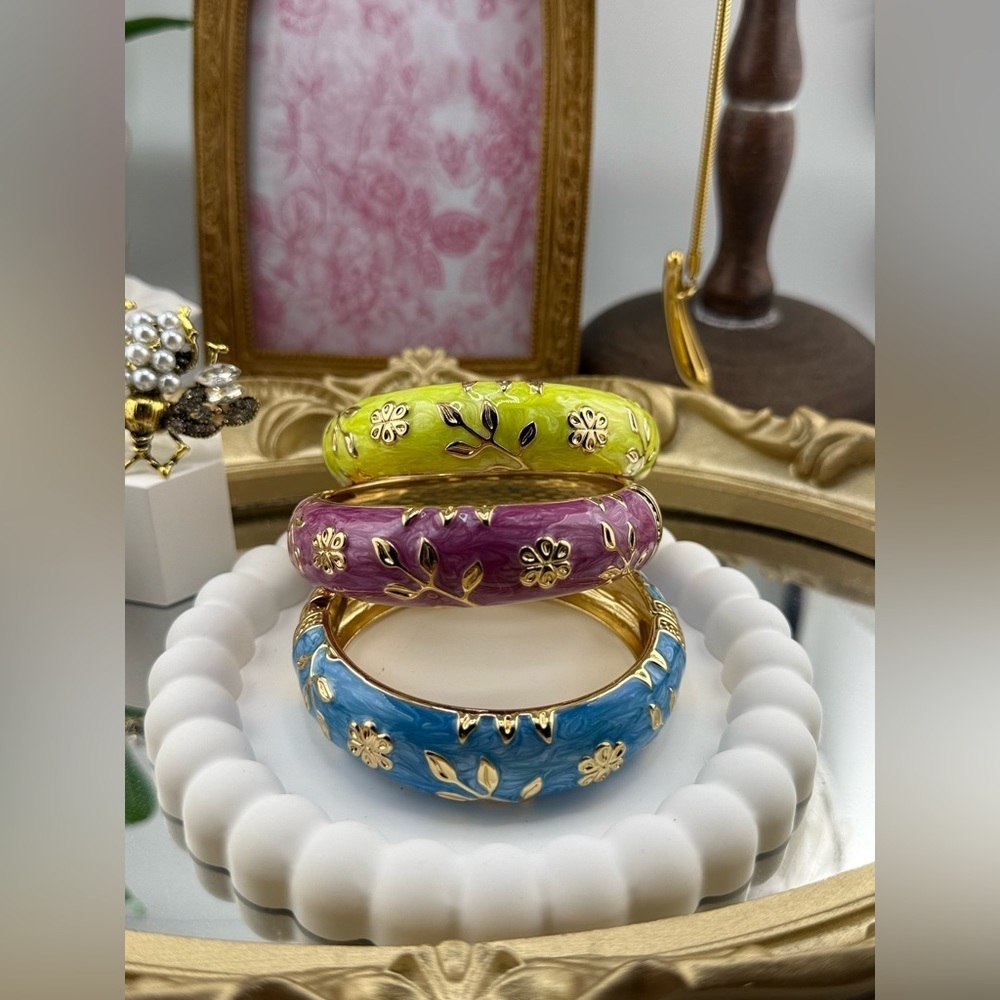 Hand Painted Purple Enamel Bangle - Picture 8 of 8